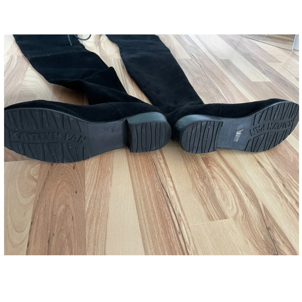 Black suede over the knee boots - Picture 3 of 4